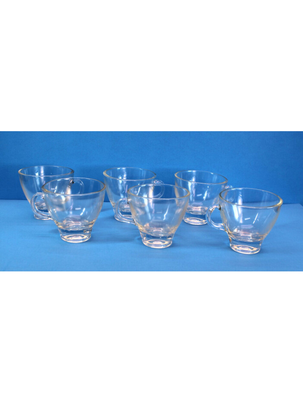 Vtg Expresso Tea MCM 4 oz. Punch Cups Curved Platform Base Clear Glass x6